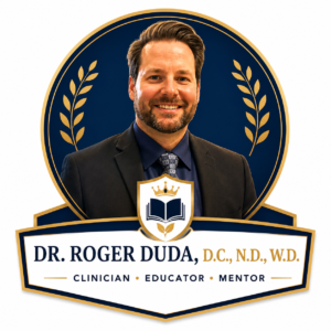 Professional portrait of Dr. Roger Duda, D.C., N.D., W.D., clinician, educator, and mentor, featured as director of the Virtual Clinical Internship program.